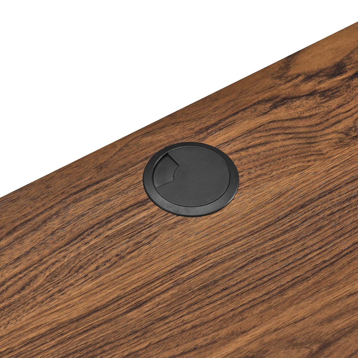 Render Wall Mount Wood Office Desk with brown wood finish and black circular cable grommet on Tampa Home & Garden Store