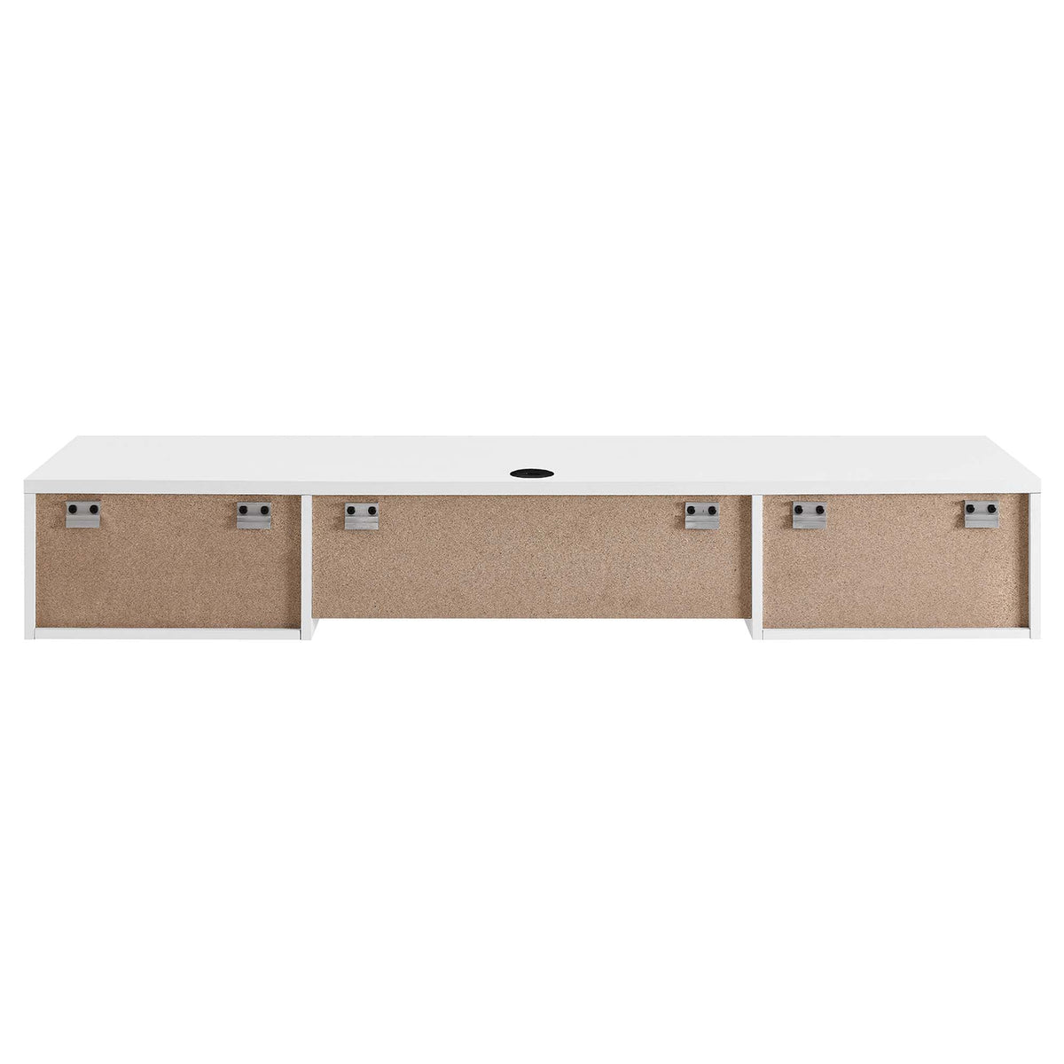 Render Wall Mount Wood Office Desk by Modway, white frame with cork-front panels and cable hole on Tampa Home & Garden Store
