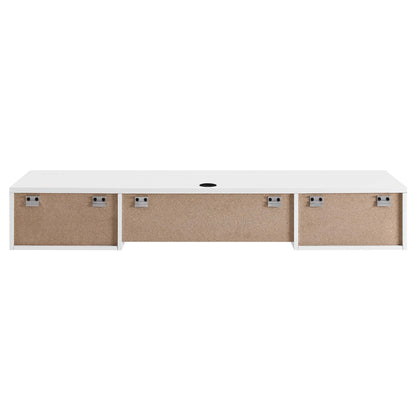 Render Wall Mount Wood Office Desk by Modway, white frame with cork-front panels and cable hole on Tampa Home & Garden Store