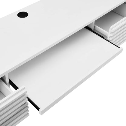 Render Wall Mount Wood Office Desk by Modway, white wood finish with round cable grommet on Tampa Home & Garden Store