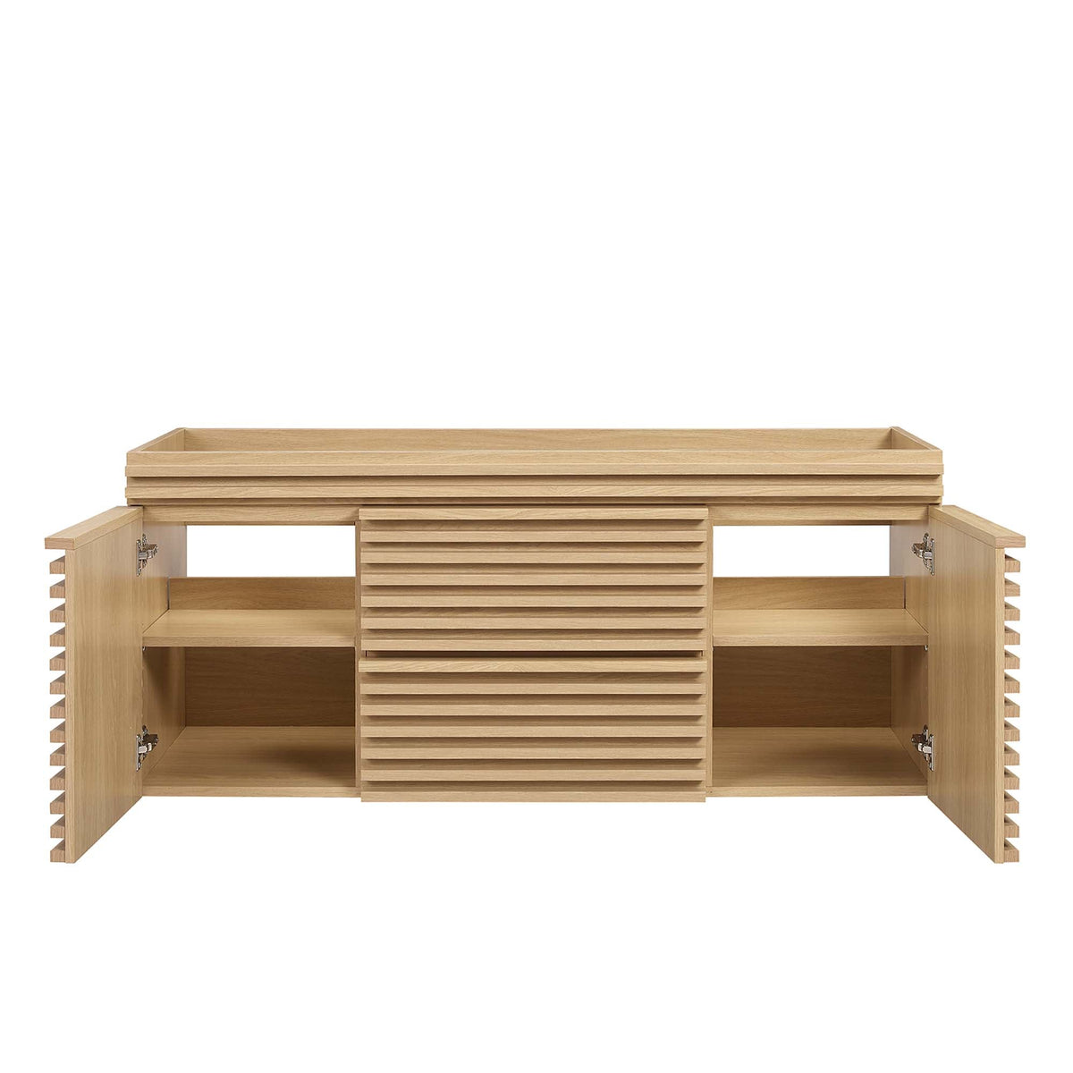 Bathroom vanity cabinet 48-inch single-sink with slatted fronts and open shelf by HouseOfZazla on Tampa Home & Garden Store