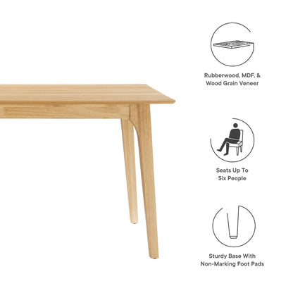 Juxtapose 63in Rectangle Dining Table by Modway with rubberwood and veneer seats six on Tampa Home & Garden Store