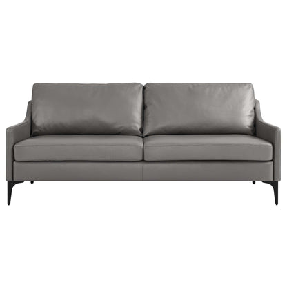 Modway Corland Leather Sofa and Mid Century Style