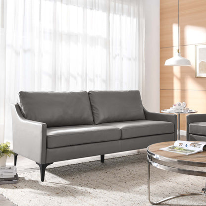 Modway Corland Leather Sofa and Mid Century Style