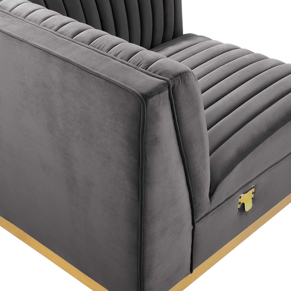 Sanguine Channel Tufted Velvet Modular Sectional Sofa Right Corner Chair dark grey velvet on Tampa Home & Garden Store