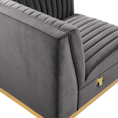 Sanguine Channel Tufted Velvet Modular Sectional Sofa Right Corner Chair dark grey velvet on Tampa Home & Garden Store