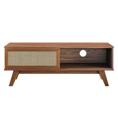 Soma 47in TV stand by Modway in warm wood with cane front panels on Tampa Home & Garden Store