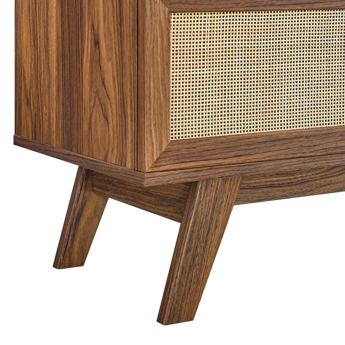 Soma 47-inch TV Stand by Modway in warm wood with cane-woven front panel on Tampa Home & Garden Store
