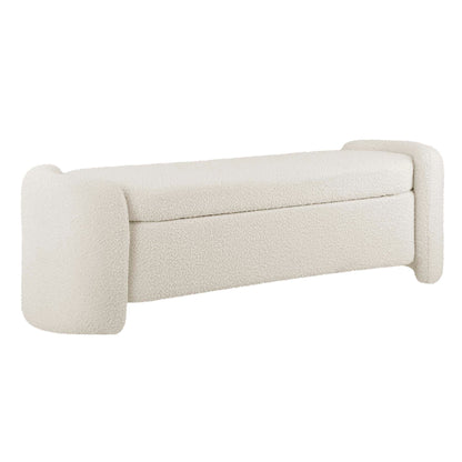 Nebula Boucle Upholstered Bench in cream boucle fabric with rounded arm ends by Modway on Tampa Home & Garden Store