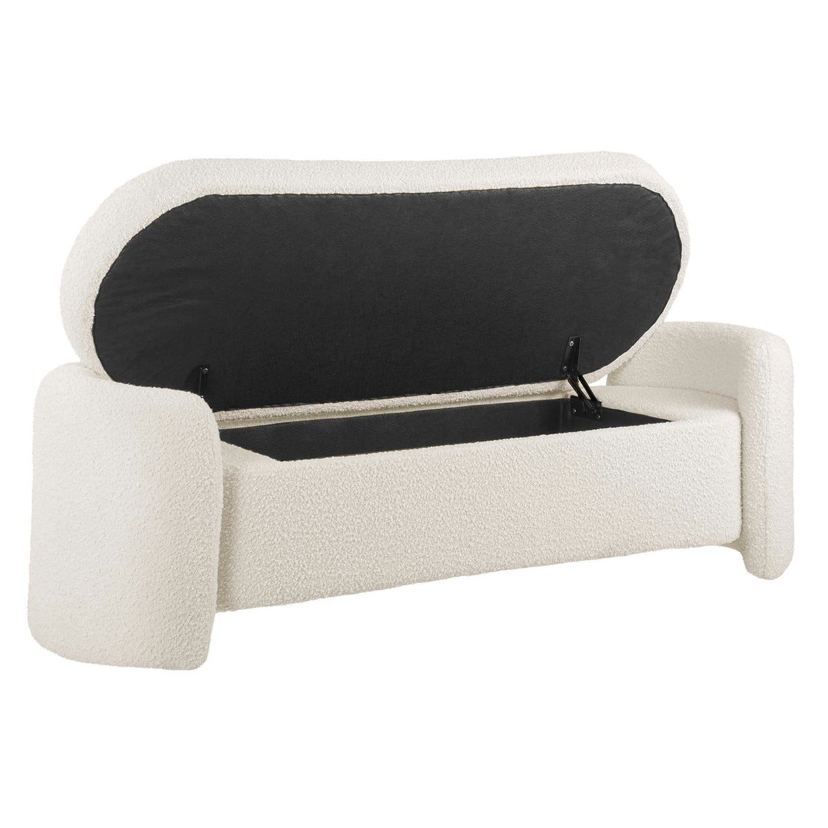 Nebula Boucle Upholstered Bench by Modway, cream boucle fabric with black back cushion on Tampa Home & Garden Store