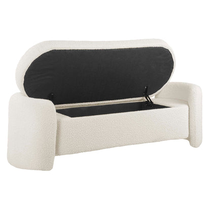 Nebula Boucle Upholstered Bench by Modway, cream boucle fabric with black back cushion on Tampa Home & Garden Store