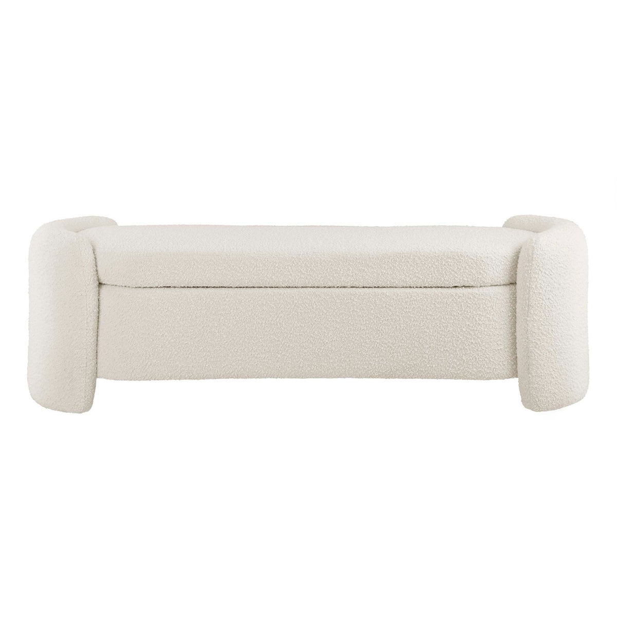 Nebula Boucle Upholstered Bench in cream boucle compact living room seating by HouseOfZazla on Tampa Home & Garden Store