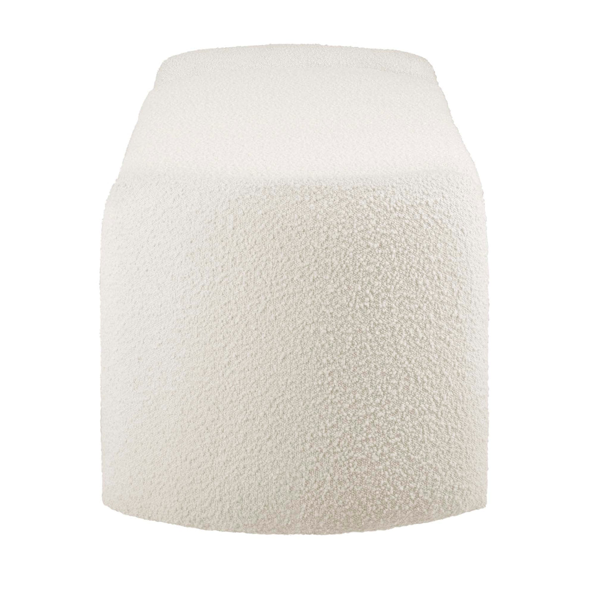 Nebula Boucle Upholstered Bench in cream textured boucle with rounded edges for living room on Tampa Home & Garden Store