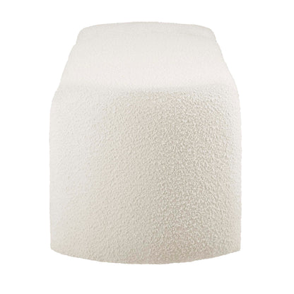 Nebula Boucle Upholstered Bench in cream textured boucle with rounded edges for living room on Tampa Home & Garden Store