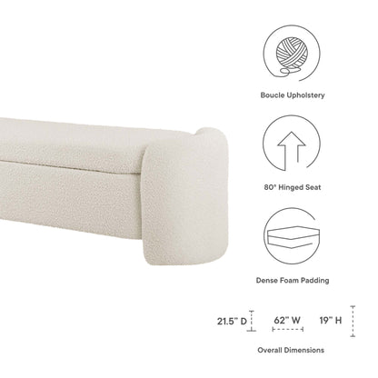 Nebula Boucle Upholstered Bench beige boucle fabric by Modway living room furniture on Tampa Home & Garden Store