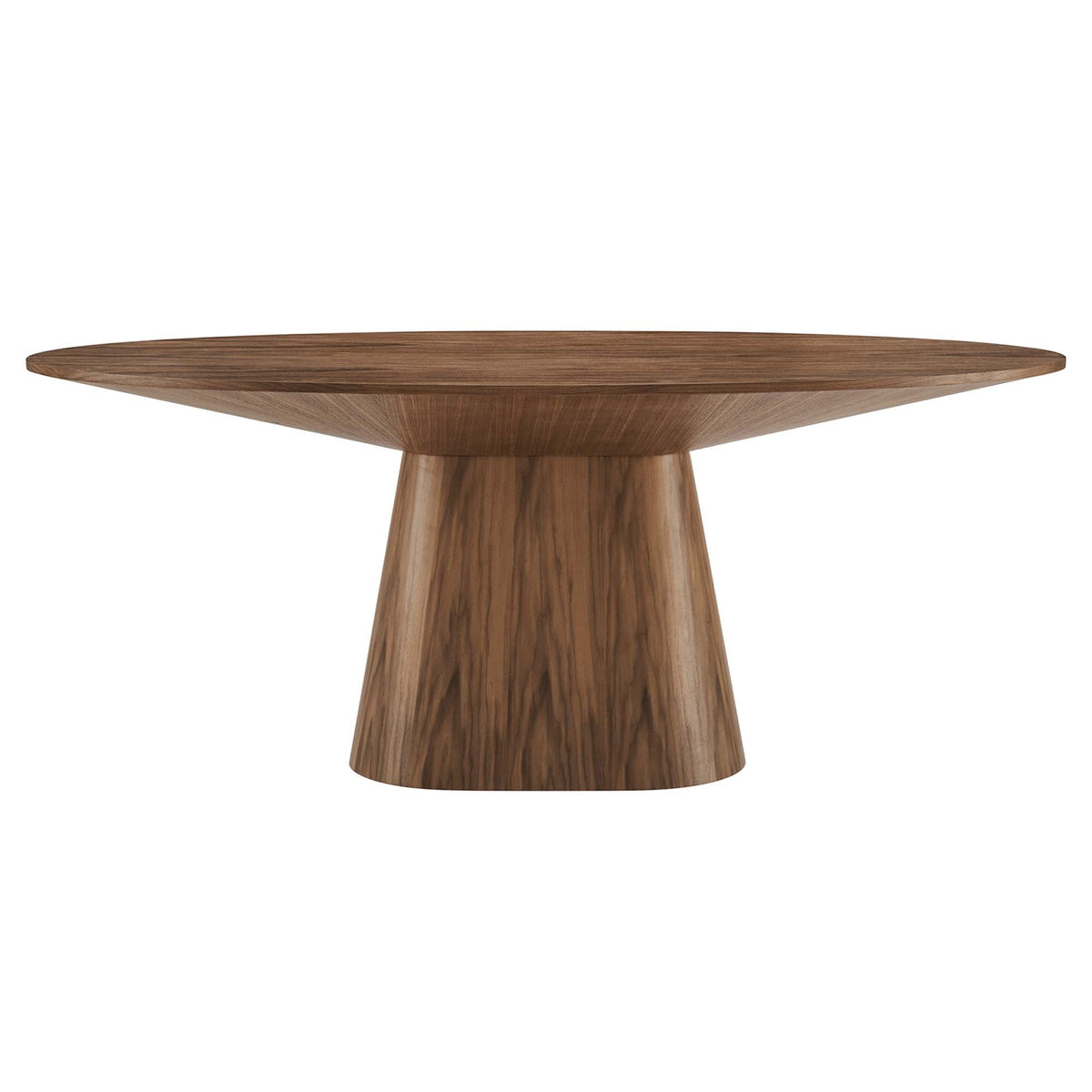 Provision 75in oval dining table by Modway in warm wood veneer with pedestal base on Tampa Home & Garden Store