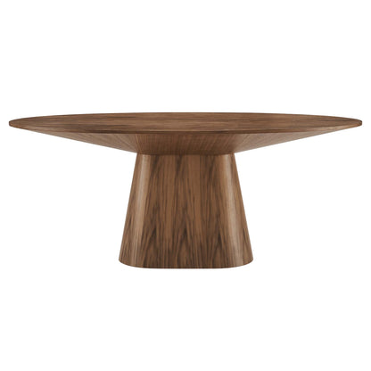 Provision 75in oval dining table by Modway in warm wood veneer with pedestal base on Tampa Home & Garden Store