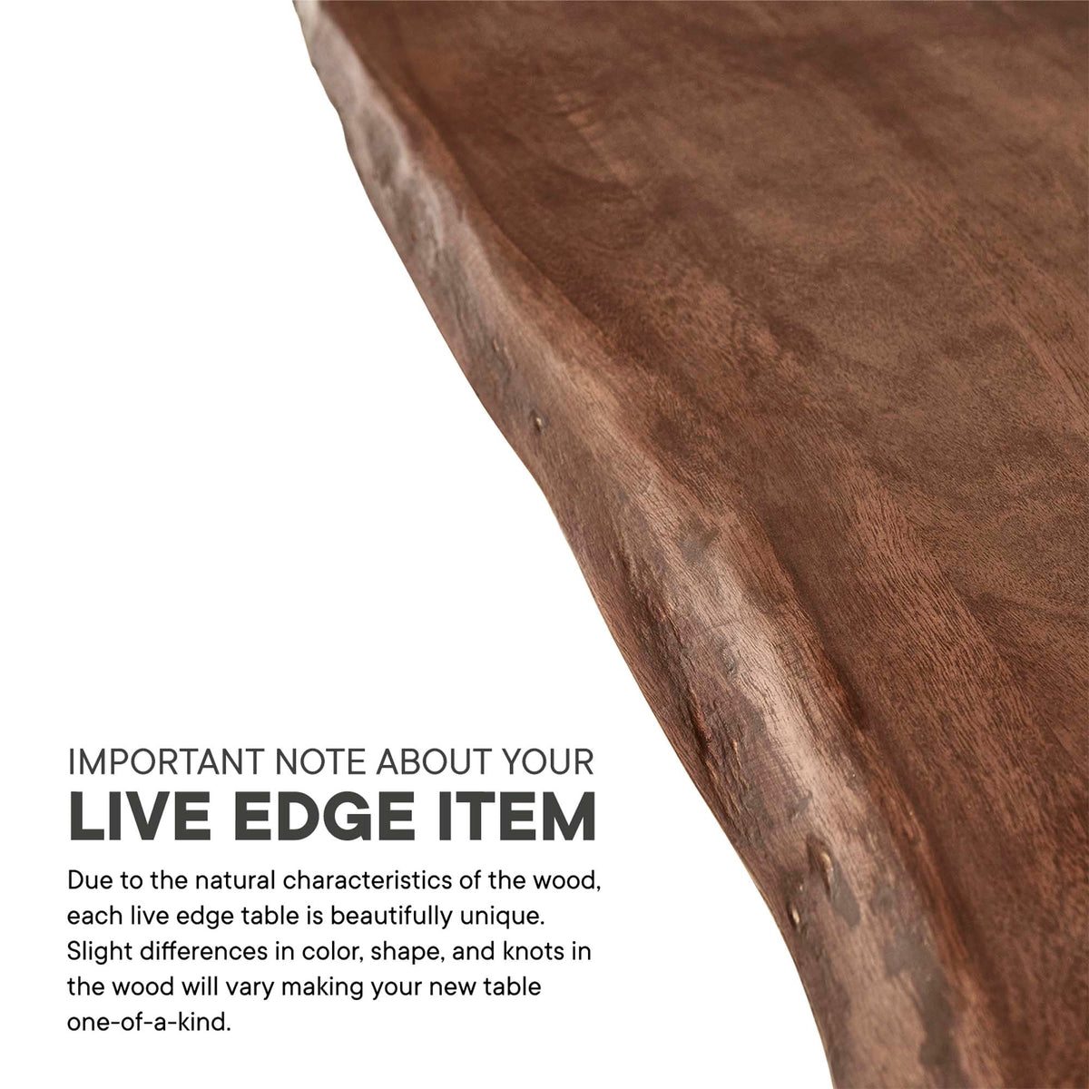 Viggo 60in live edge acacia wood dining table brown finish by HouseOfZazla on Tampa Home & Garden Store