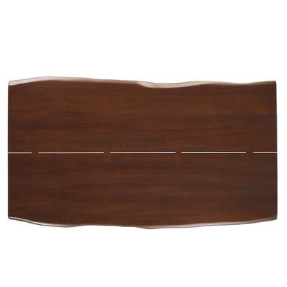 Viggo Live Edge Acacia Wood Dining Table, dark brown finish with natural live edge on Tampa Home & Garden Store