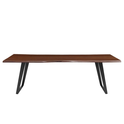 Viggo live edge acacia wood dining table with black metal legs on Tampa Home & Garden Store