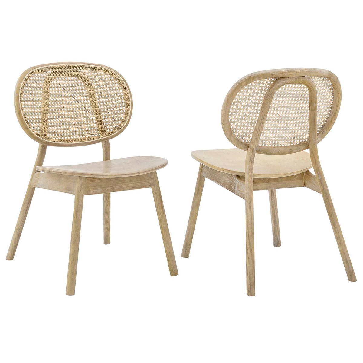 Malina Wood Dining Side Chair set of 2 in natural wood with caned backs by Modway on Tampa Home & Garden Store