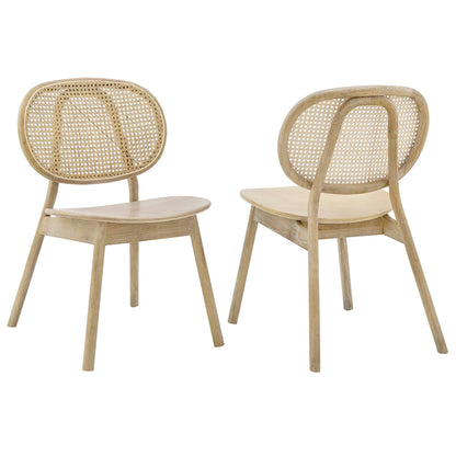 Malina Wood Dining Side Chair set of 2 in natural wood with caned backs by Modway on Tampa Home & Garden Store