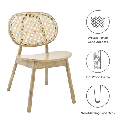 Malina Wood Dining Side Chair set of 2, natural oak frame with woven cane back by Modway on Tampa Home & Garden Store