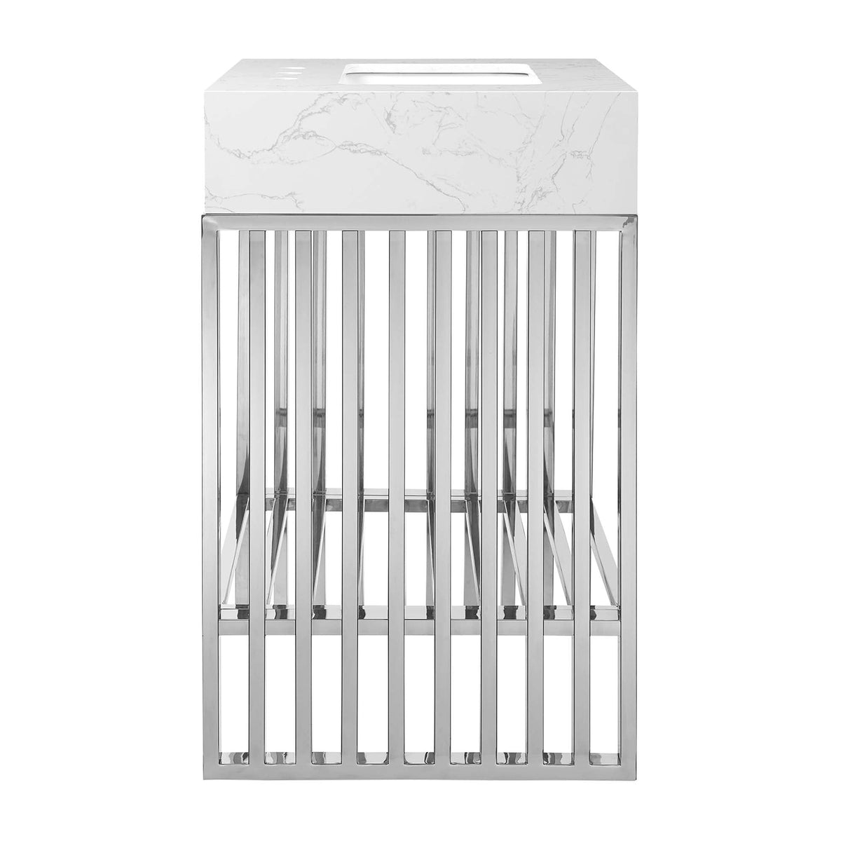 Gridiron 24in bathroom vanity white marble top with chrome grid-iron base by HouseOfZazla on Tampa Home & Garden Store