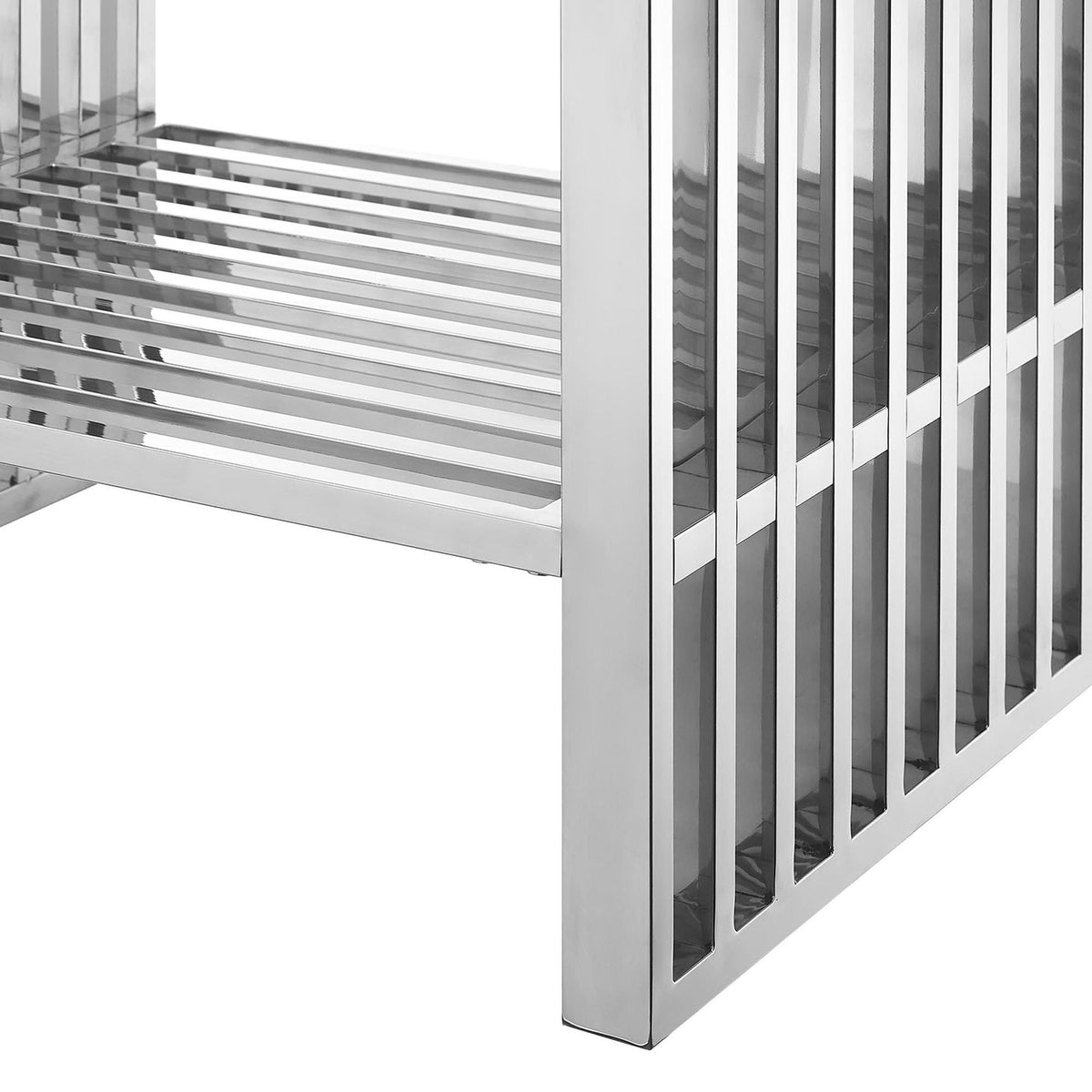 Gridiron 24in bathroom vanity by Modway — chrome metal cabinet with vertical slat panels on Tampa Home & Garden Store