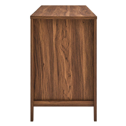 Soma Office Desk by Modway warm brown wood desk with prominent grain front panel and edge trim on Tampa Home & Garden Store