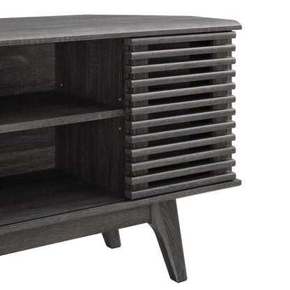 Render 46in corner TV stand by Modway in dark espresso wood with slatted sides on Tampa Home & Garden Store