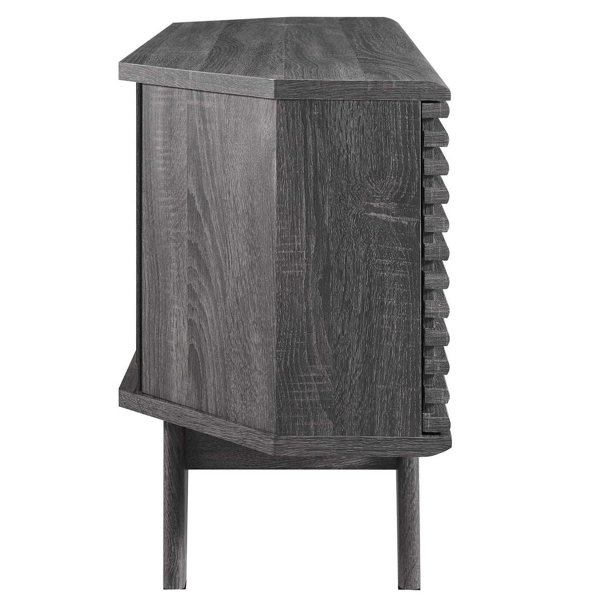 46in corner TV stand in dark gray wood grain with slatted side panel by HouseOfZazla on Tampa Home & Garden Store