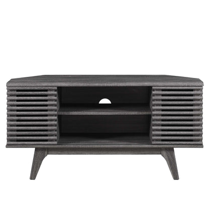 Render 46in Corner TV Stand by Modway in gray wood with slatted sides and open storage on Tampa Home & Garden Store