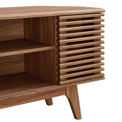 Render 46-inch Corner TV Stand by Modway, warm oak wood with slatted doors on Tampa Home & Garden Store