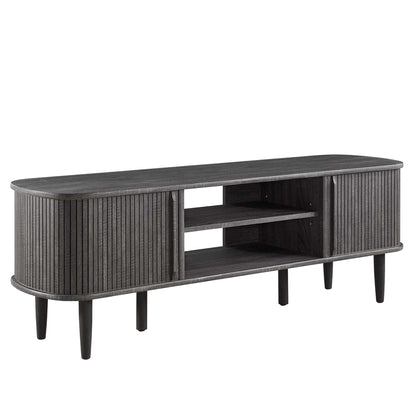 Contour 55in TV Stand by Modway in dark charcoal wood with slatted panels and open shelves on Tampa Home & Garden Store