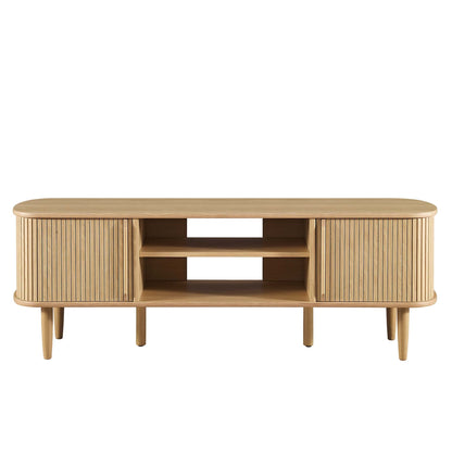 Contour 55in TV stand natural wood finish with slatted sides and open shelves by Modway on Tampa Home & Garden Store