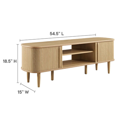 Contour 55in TV Stand natural wood with slatted curved sides by HouseOfZazla on Tampa Home & Garden Store