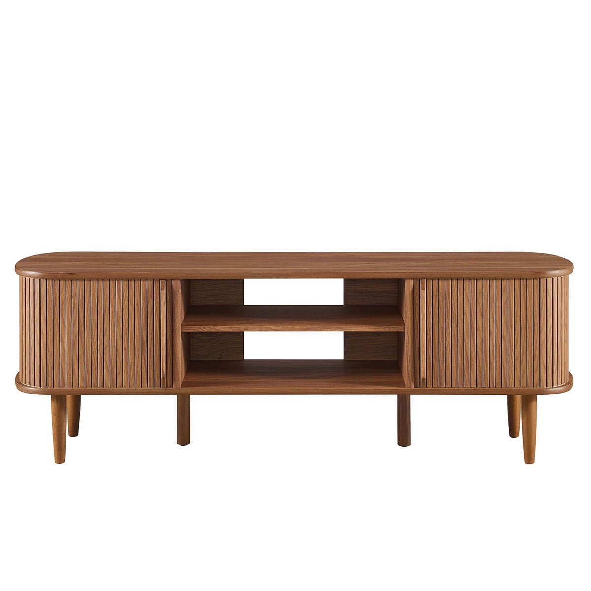 Contour 55in TV stand with warm wood finish and vertical slat panels on Tampa Home & Garden Store