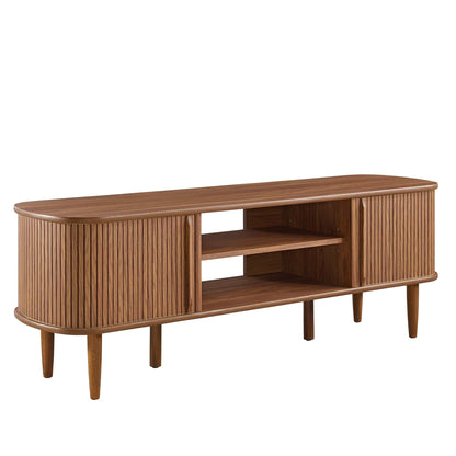 Contour 55in TV Stand by HouseOfZazla, wooden slatted end panels in living room style on Tampa Home & Garden Store