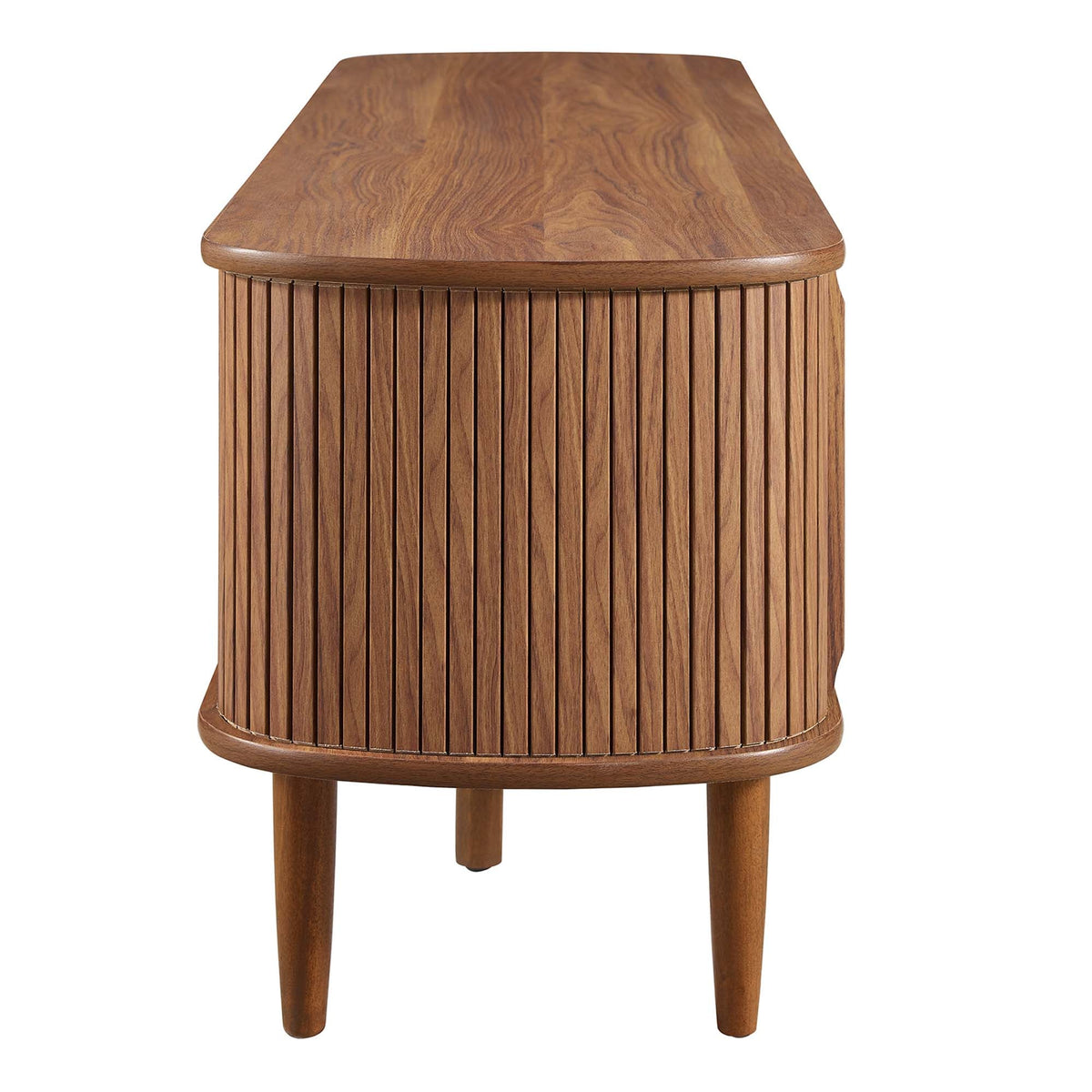 Contour 55in TV stand with slatted base in warm wood finish on Tampa Home & Garden Store