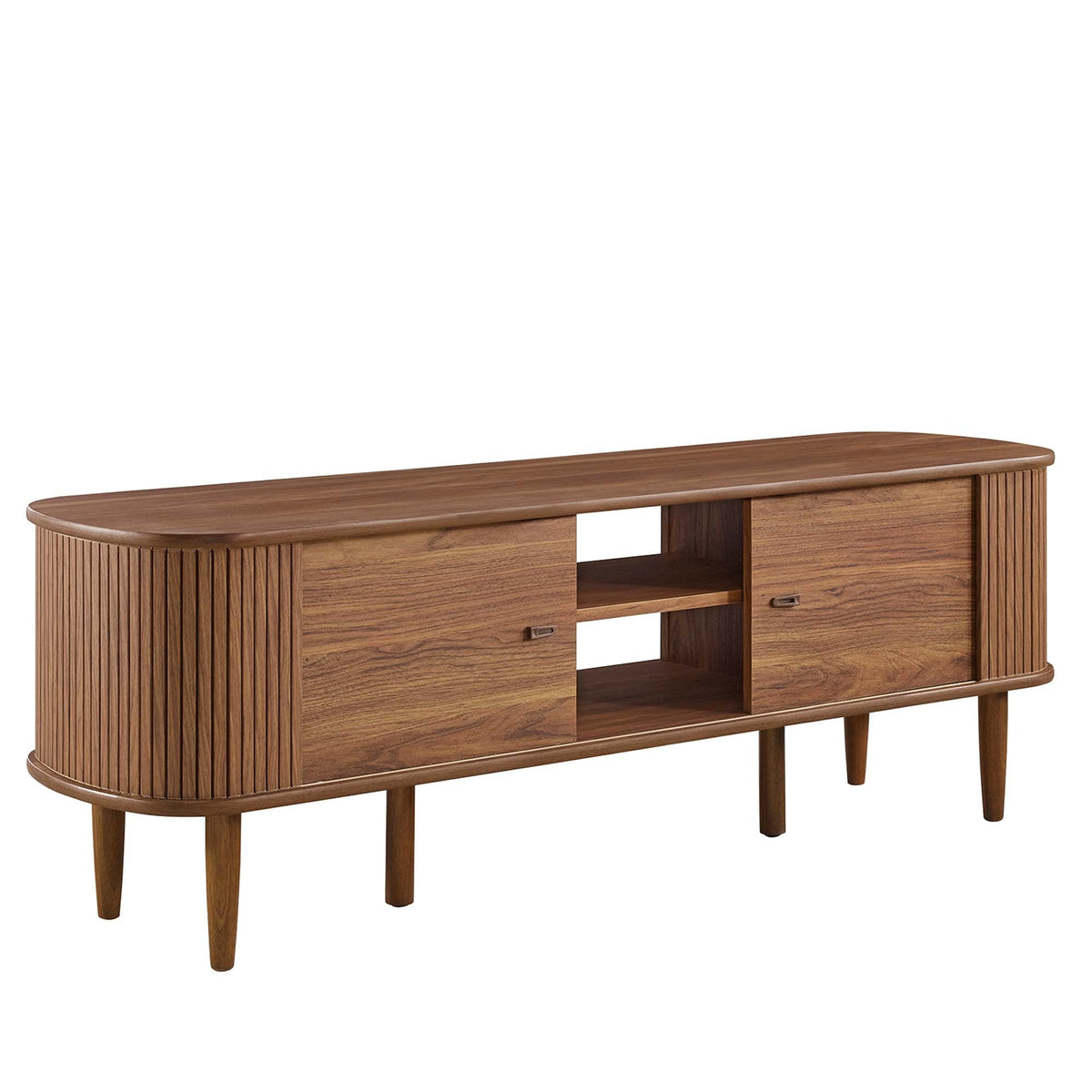 Contour 55in TV stand by Modway in warm wood finish with ribbed end panels and open shelves on Tampa Home & Garden Store