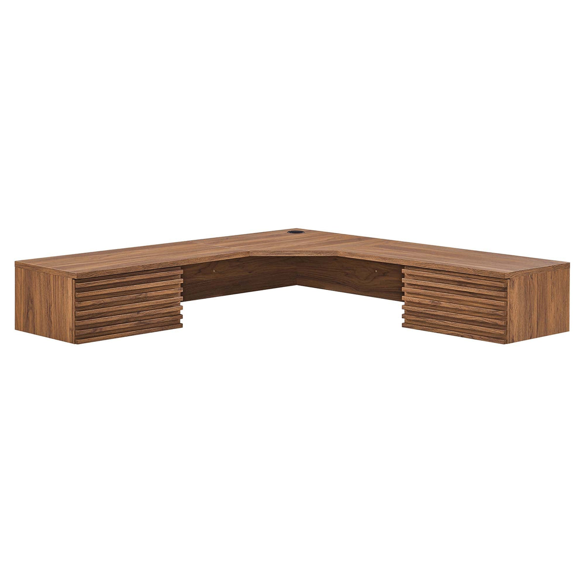 Render Wall Mount Corner Office Desk in wood finish with slatted pedestal legs HouseOfZazla on Tampa Home & Garden Store
