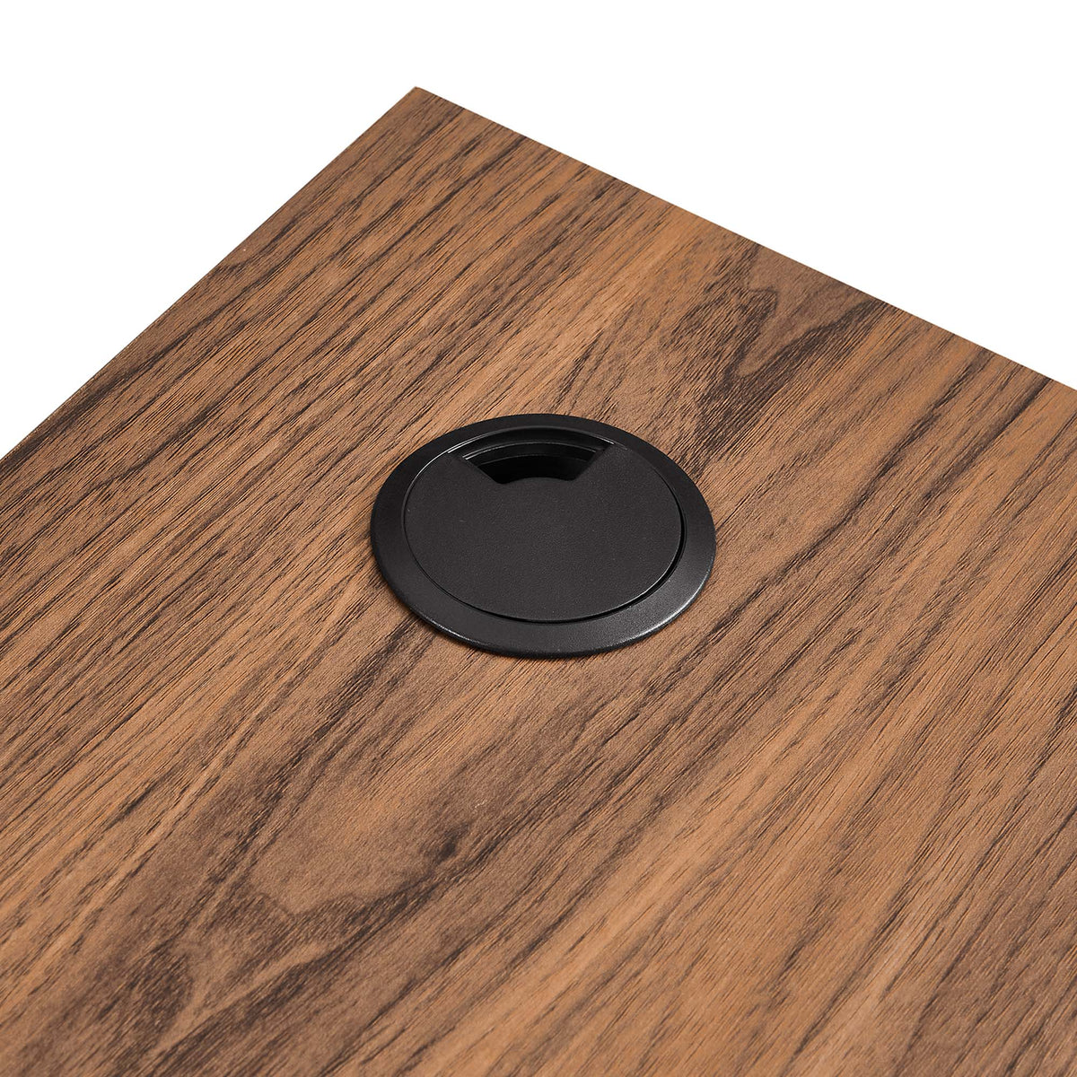 Render Wall Mount Corner Office Desk by Modway in warm wood finish with black grommet on Tampa Home & Garden Store
