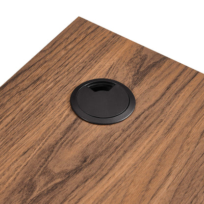Render Wall Mount Corner Office Desk by Modway in warm wood finish with black grommet on Tampa Home & Garden Store