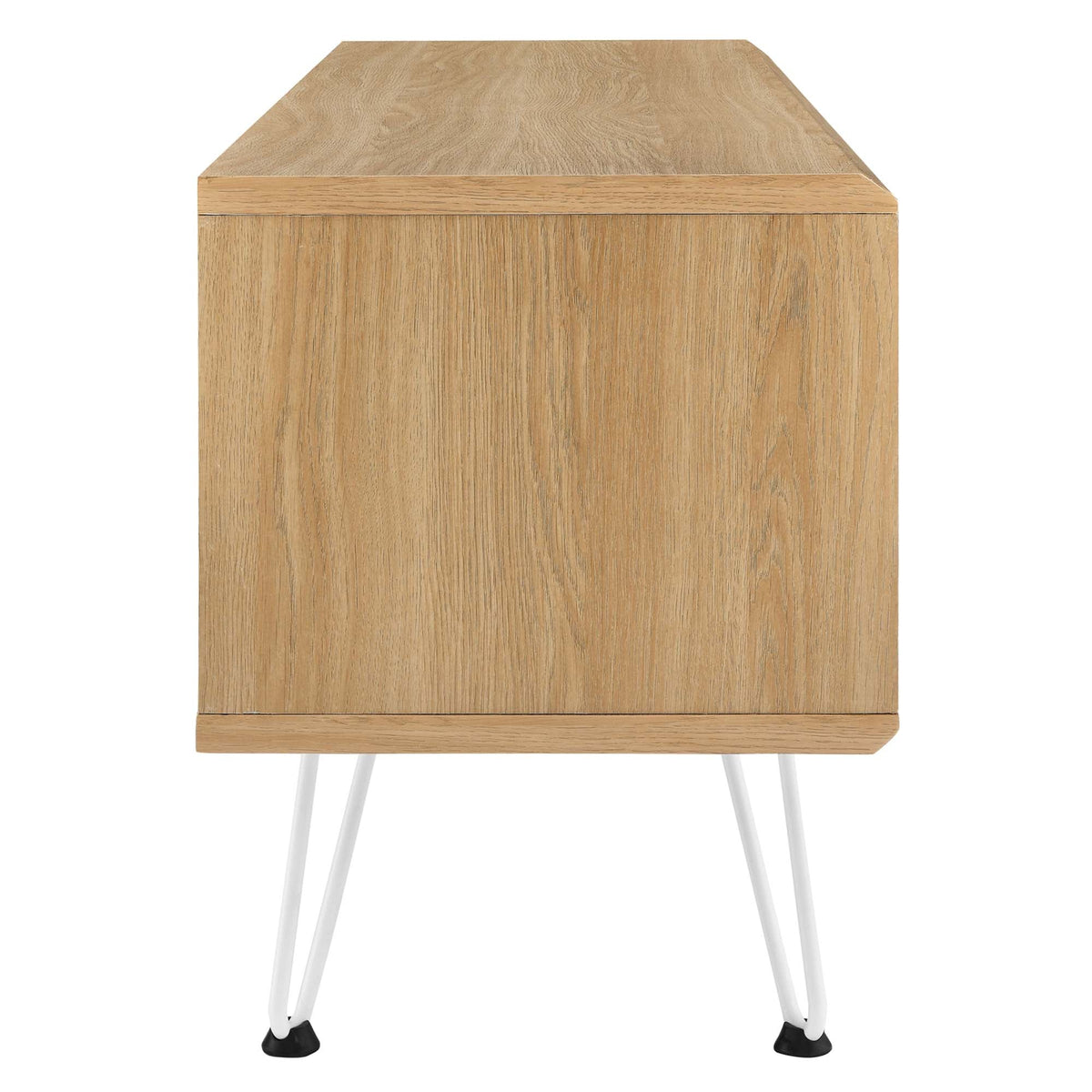 Nomad TV Stand by Modway, oak finish with white metal legs, living room storage HouseOfZazla on Tampa Home & Garden Store