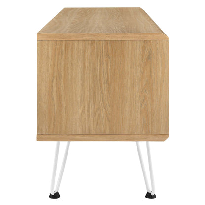 Nomad TV Stand by Modway, oak finish with white metal legs, living room storage HouseOfZazla on Tampa Home & Garden Store