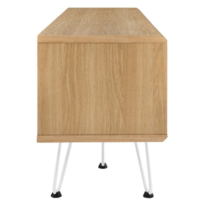 Nomad TV Stand by Modway, light oak finish, white hairpin legs on Tampa Home & Garden Store