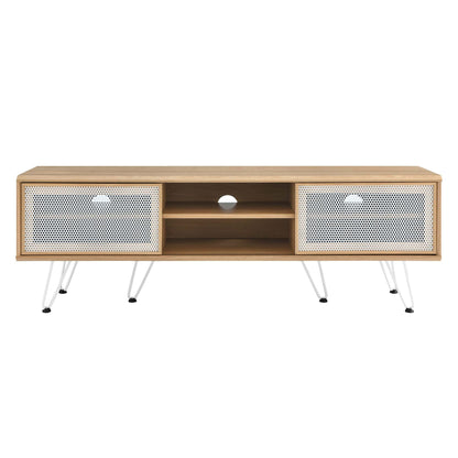 Nomad TV stand by Modway in wood with metal doors and open shelves on angled metal legs on Tampa Home & Garden Store