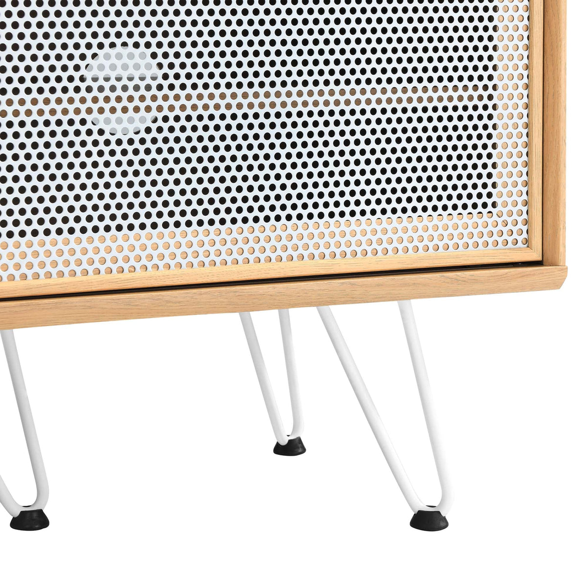 Nomad TV Stand by Modway natural oak frame with perforated metal screen on Tampa Home & Garden Store