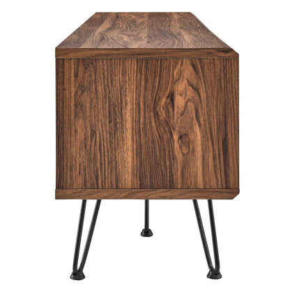 Nomad TV Stand walnut finish with black hairpin legs for living room on Tampa Home & Garden Store